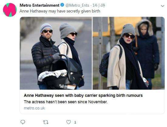 安妮海瑟薇和老公携子外出游玩被拍 疑似已产二胎